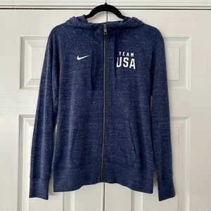 Nike “Team USA” navy blue gym vintage full zip hoodie, size S